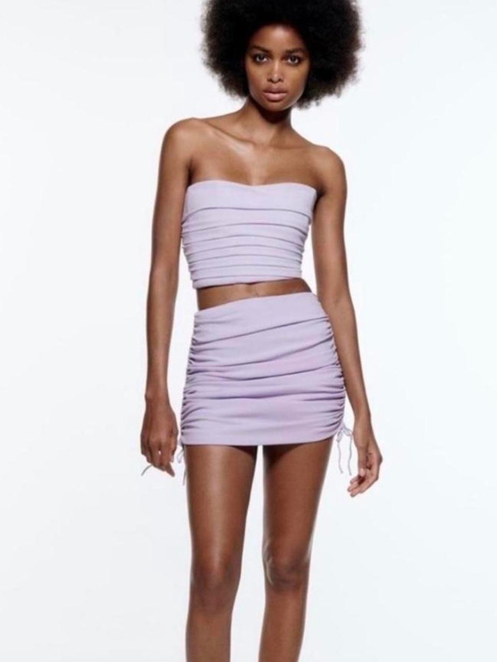 Zara Lilac Ruched Mini Skirt